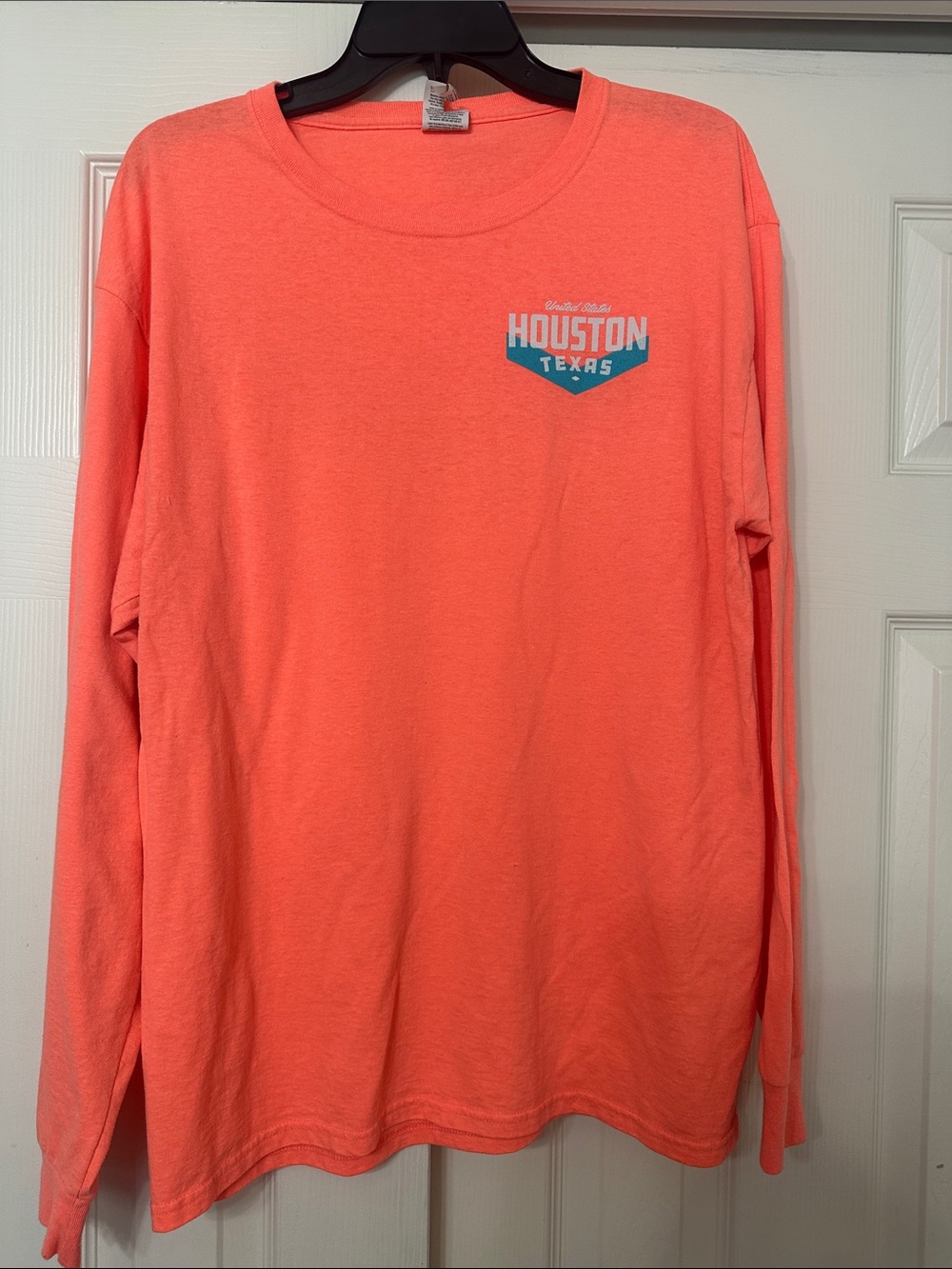 Fruit of the Loom Long Sleeve Houston Texas Tee - Coral